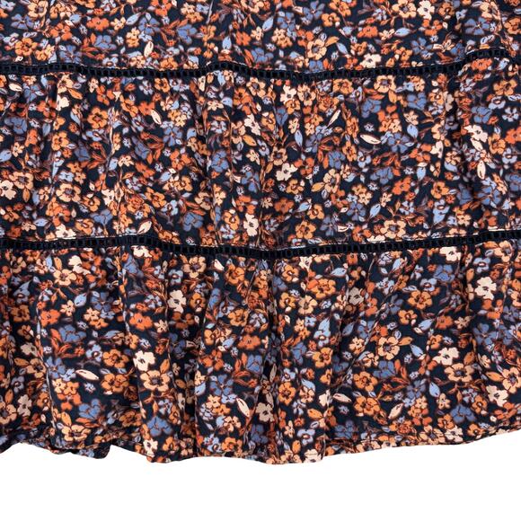 J.JILL Floral Printed Tiered Tunic Size XS Navy Blue Exuberant Floral - Picture 7 of 8